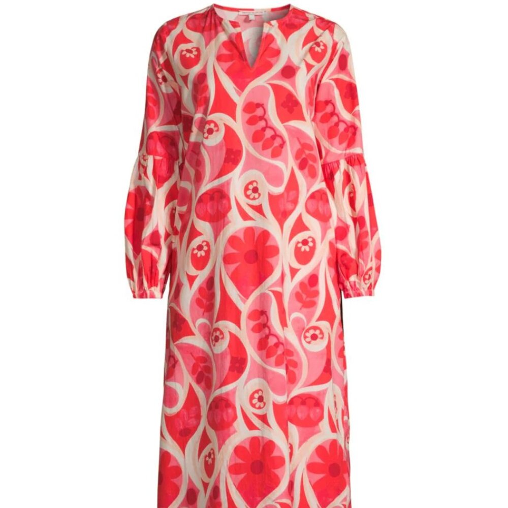 Frances Valentine Olive Holiday Floral-Print Caftan